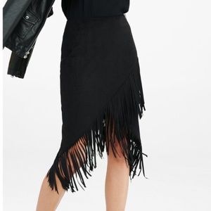 Suede fringe skirt